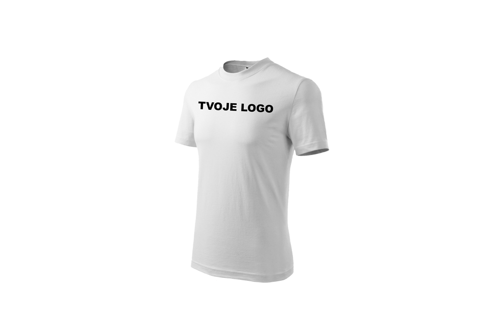 Biele tričko s vlastnou potlačou vhodné pre firmy a merch